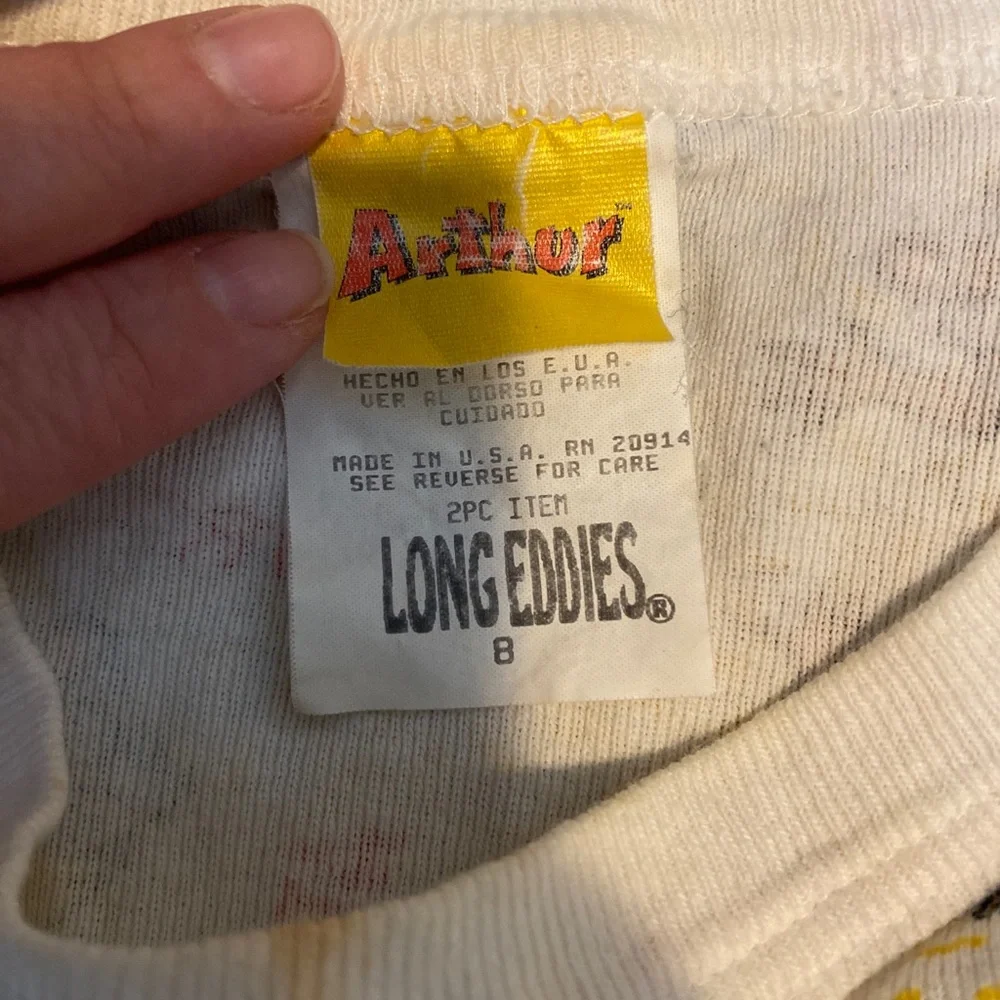 VTG Rare Arthur Aardvark Cartoon Long Eddies Childrens (2)pc. Pajamas 8 Yrs